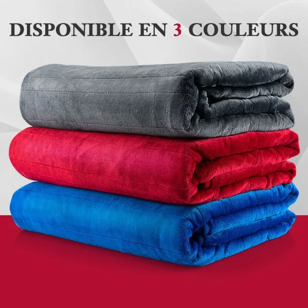 Couverture Chauffante 162x131,5 cm Minuterie 9 Heures Arrêt Automatique 9 Réglages de Chaleur Contrôleur en Flanelle Bleu