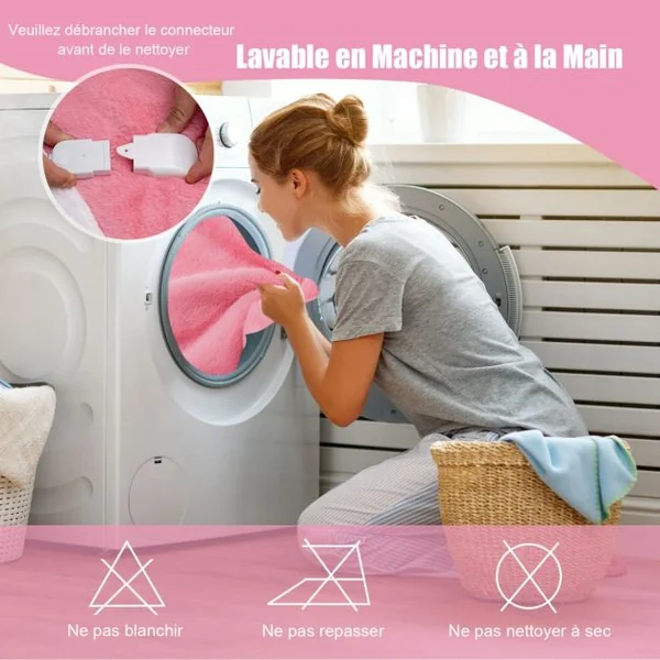 Couverture Chauffante Electrique 160x131cm 9 Températures Minuterie D'arrêt Automatique Couverture Double Face Gris