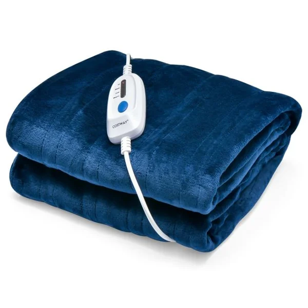 Couverture Chauffante Électrique 150x200cm 4 Niveaux de Chauffage Télécommande Minuterie D'arrêt Automatique 8H Lavable en Machine Rouge