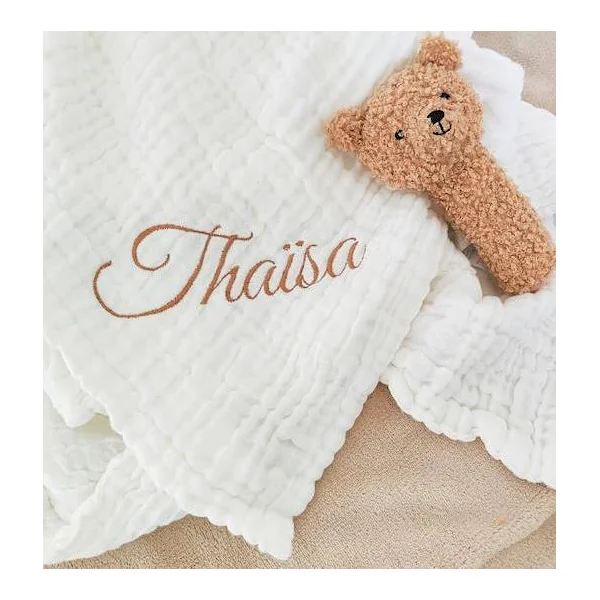 Couverture gaze de coton blanc personnalisée