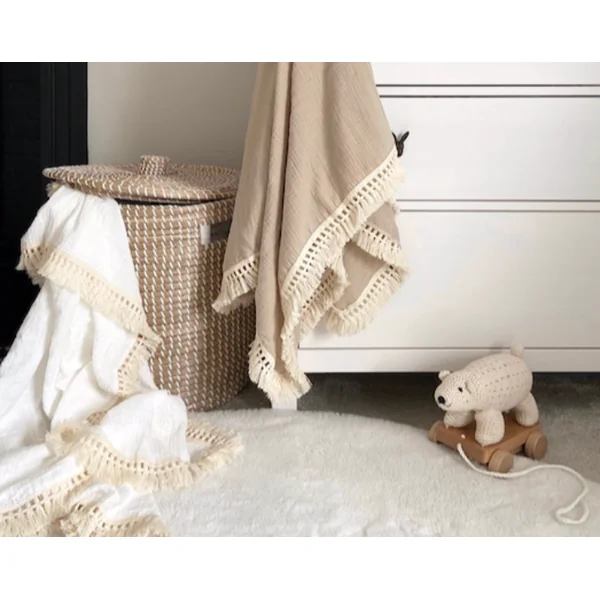 Couverture lange beige personnalisable