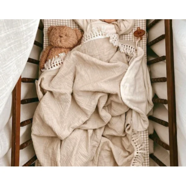 Couverture lange beige personnalisable