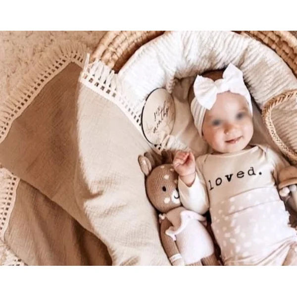 Couverture lange beige personnalisable