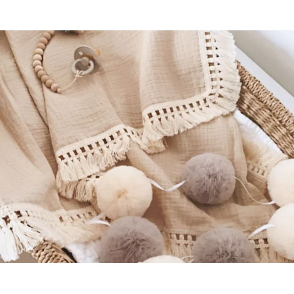 Couverture lange beige personnalisable
