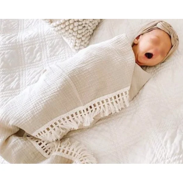 Couverture lange beige personnalisable