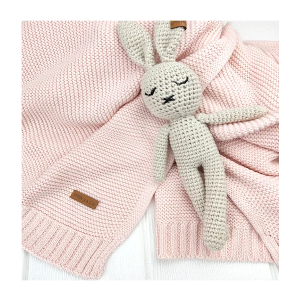Couverture maille rose personnalisée