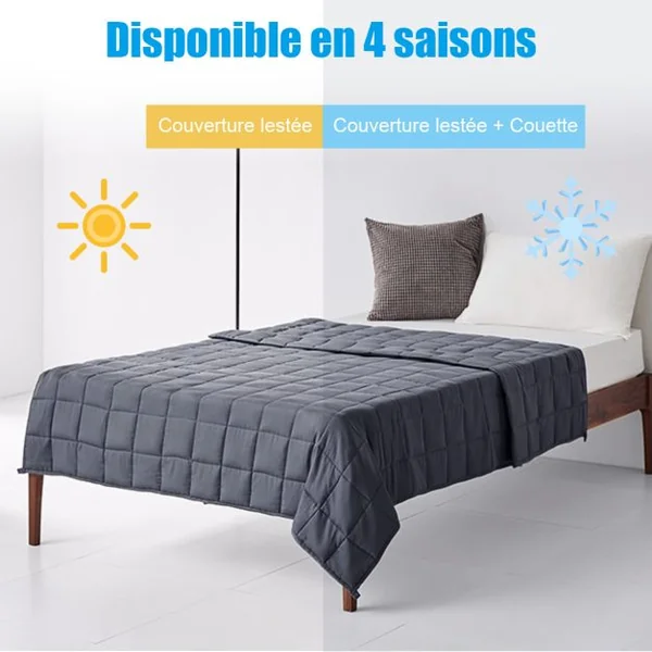 Couverture Pondérée pour Adultes et Enfants du Sommeil Soulager Le Stress Lesté Grise en Tissu de Coton 104 x 152,4 cm