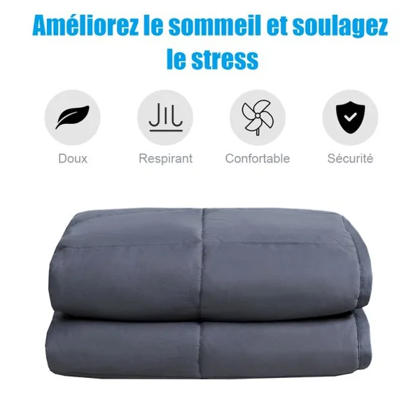 Couverture Pondérée pour Adultes et Enfants du Sommeil Soulager Le Stress Lesté Grise en Tissu de Coton 104 x 152,4 cm