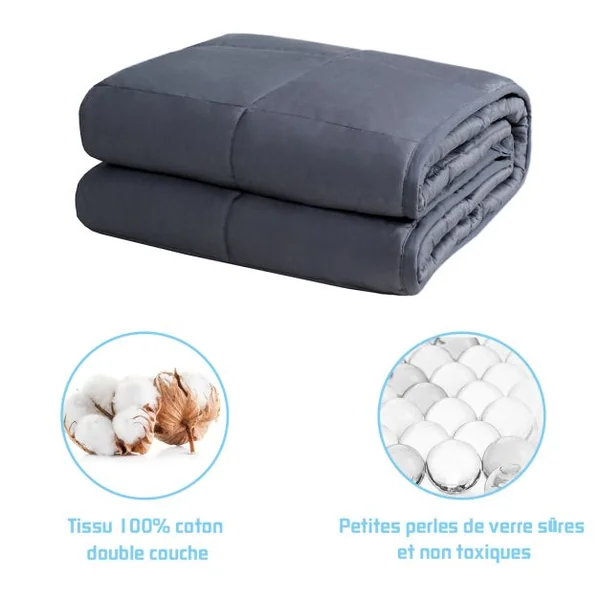 Couverture Pondérée pour Adultes et Enfants du Sommeil Soulager Le Stress Lesté Grise en Tissu de Coton 104 x 152,4 cm
