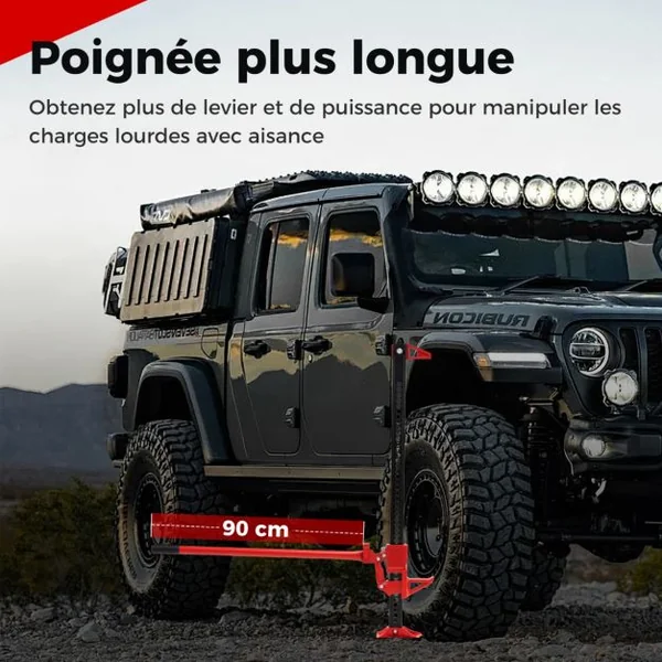 Cric Tout-Terrain à Cliquet 4x4 de 112cm Charge 3000KG Cric Agricole à Levage Elevé Hauteur de Levage Réglable de 15-112cm Rouge