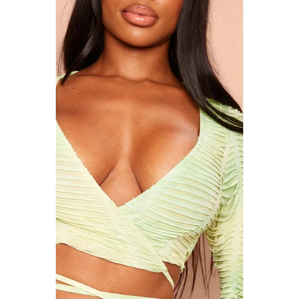 Crop Top Court Sans Coutures À Effet Déchiré Avec Liens Shape