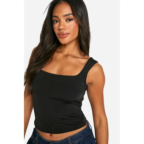 Crop top en Slinky à double couche et à col carré