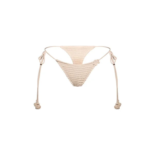 Crème Bas De Bikini Triangle En Crochet Avec Applique Florale