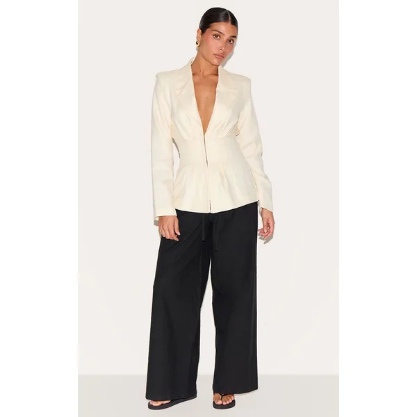 Crème Blazer Petite Taille Cintrée À La Taille