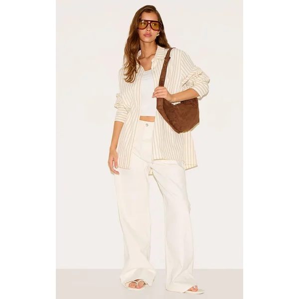 Crème Chemise Oversize À Poignets Rayés
