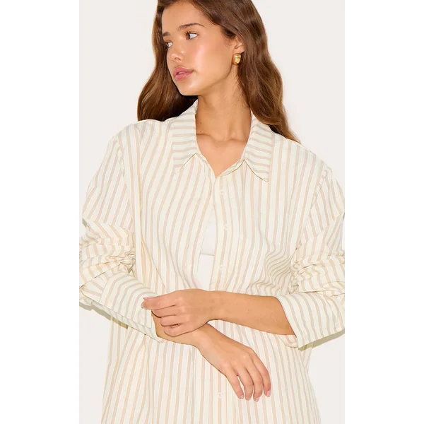 Crème Chemise Oversize À Poignets Rayés