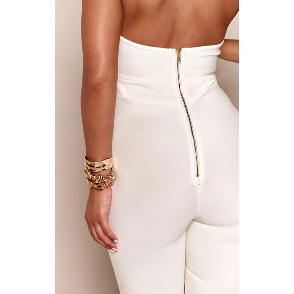 Crème Combinaison Bandage Sculptante À Dos Nu Et Col Licou