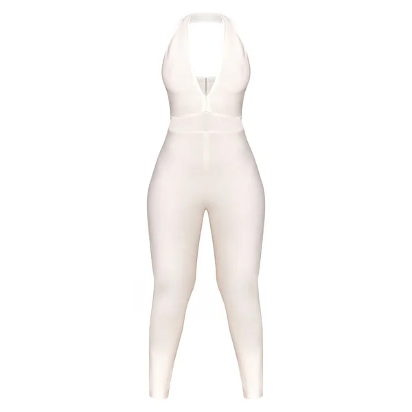 Crème Combinaison Bandage Sculptante À Dos Nu Et Col Licou