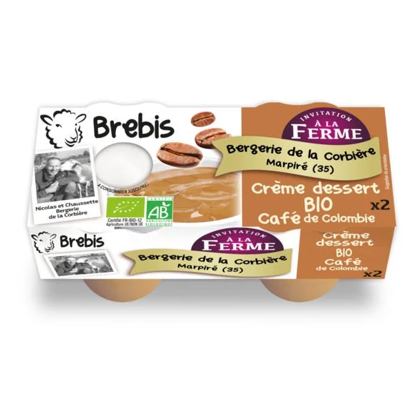 Crème dessert au lait de brebis café de Colombie - 2x100g
