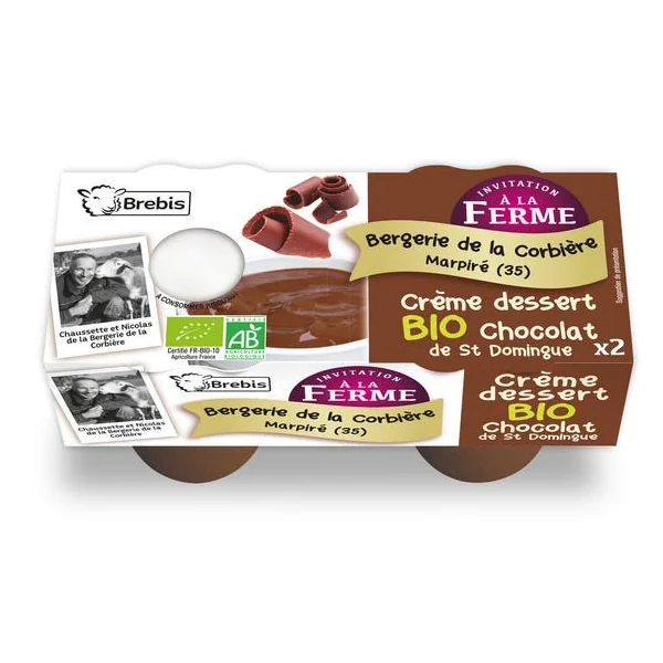 Crème dessert au lait de brebis chocolat de St Domingue - 2x100g