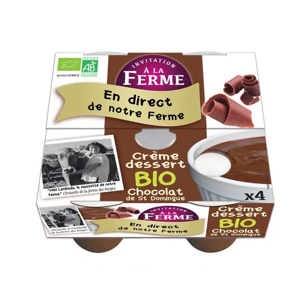 Crème dessert fermière au chocolat de St Domingue 4x100g