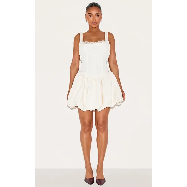 Crème Ensemble Top Corset À Bordure En Dentelle Shape
