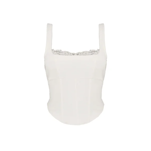 Crème Ensemble Top Corset À Bordure En Dentelle Shape