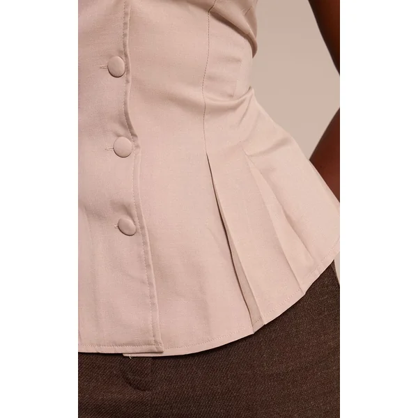 Crème Gilet Dos-nu Tissé À Col Licou Avec Boutonnage