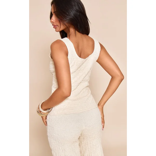 Crème Haut Long Ajusté À Encolure Dégagée Petite Taille Co-ord
