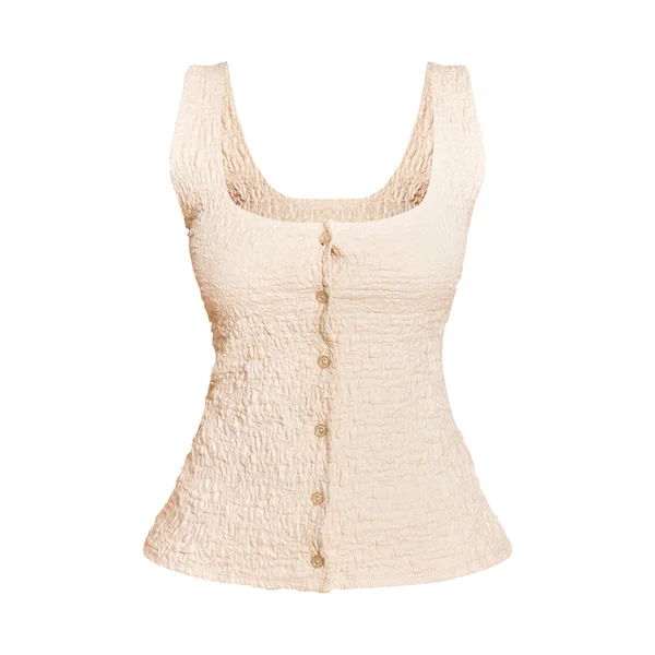 Crème Haut Long Ajusté À Encolure Dégagée Petite Taille Co-ord