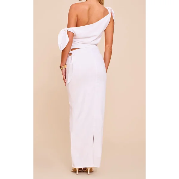 Crème Jupe Longue Taille Mi-haute Avec Lien Petite