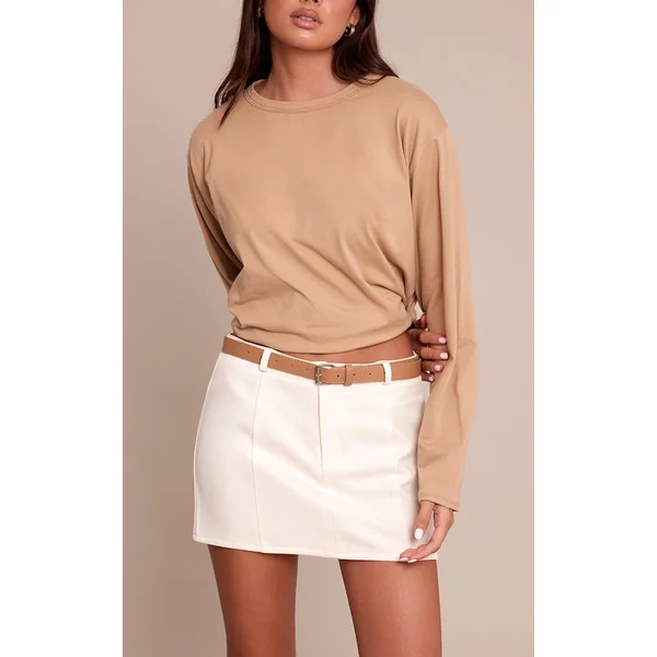 Crème Jupe Mini Ceinturée