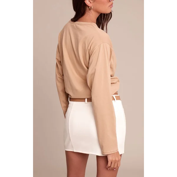 Crème Jupe Mini Ceinturée