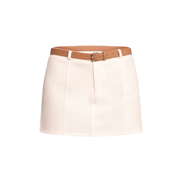 Crème Jupe Mini Ceinturée