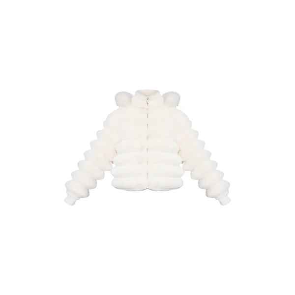 Crème Manteau En Synthétique À Panneaux