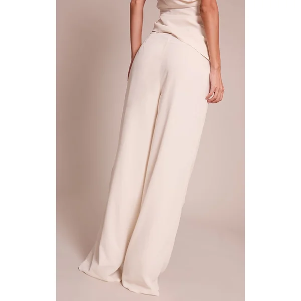 Crème Pantalon Droit En Mousseline