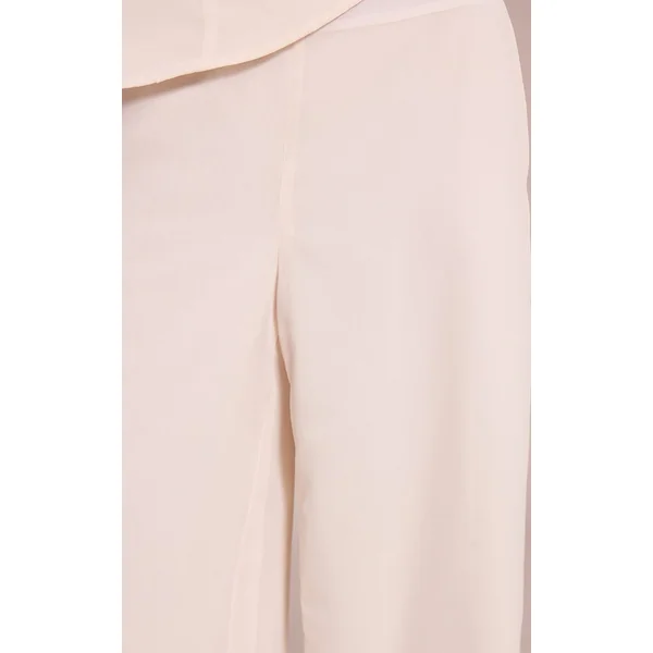 Crème Pantalon Droit En Mousseline