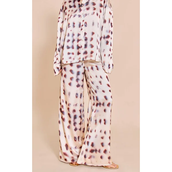 Crème Pantalon Large En Satin