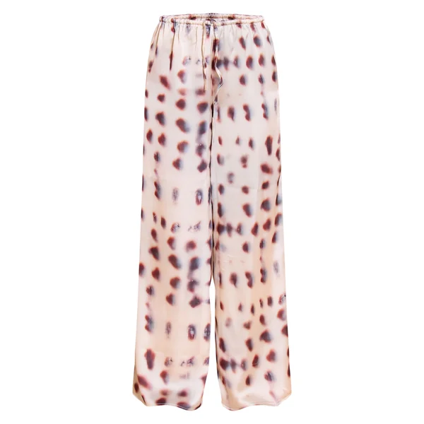 Crème Pantalon Large En Satin
