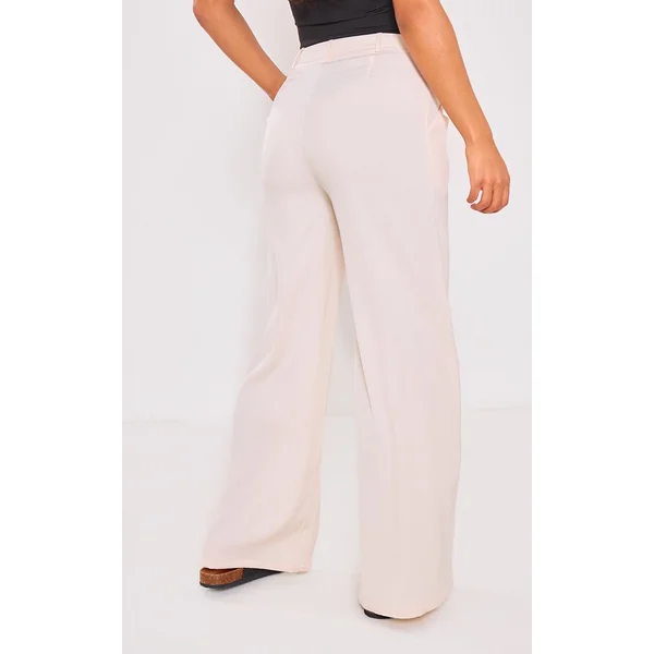 Crème Pantalon Tailleur Droit Haut De Gamme À Pinces
