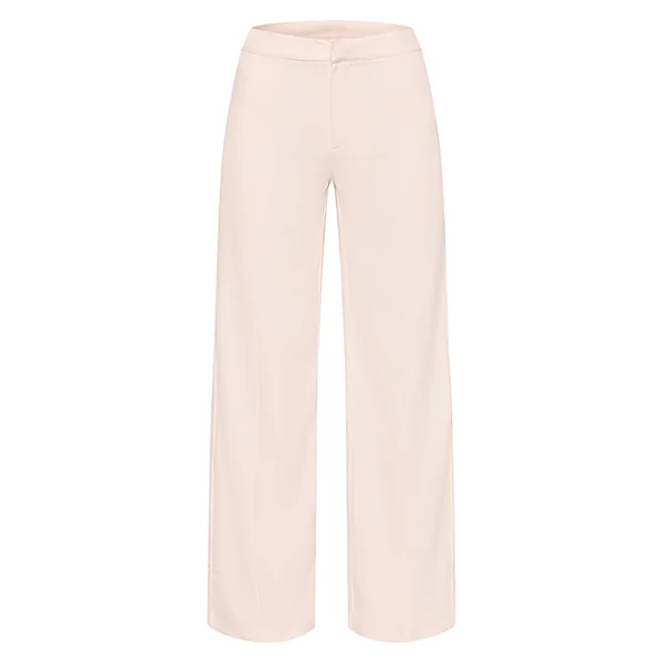 Crème Pantalon Tailleur Tissé Avec Détails De Coutures