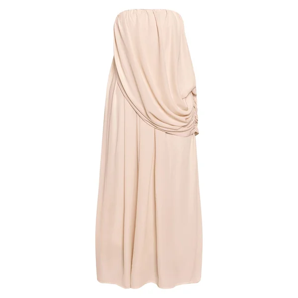 Crème Robe Mini Bandeau Drapée Avec Superposition Petite