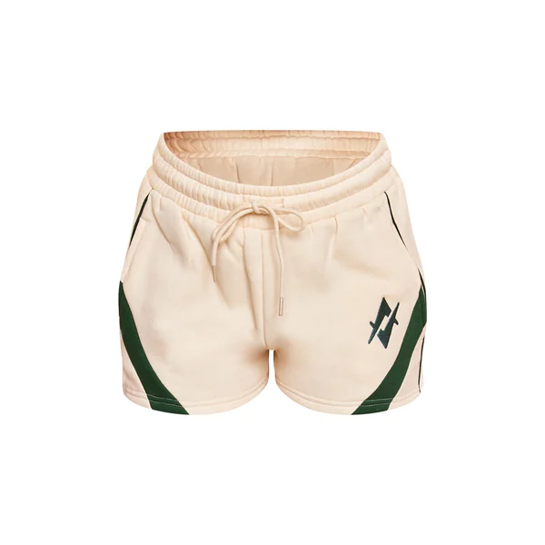 Crème Short De Sport Brodé Graphique À Empiècements Contrastés
