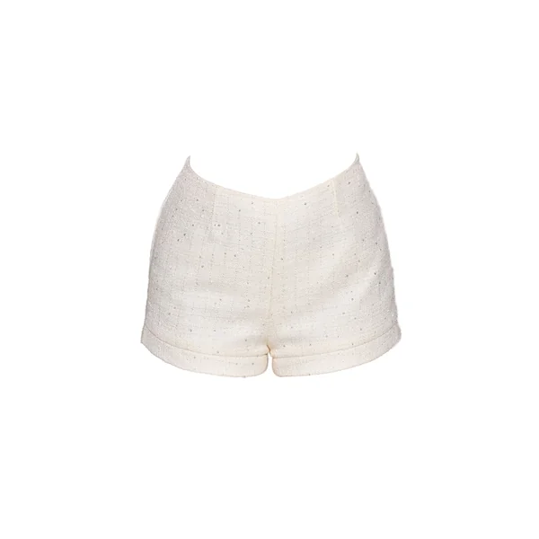 Crème Short Taille Haute Bouclé À Sequins