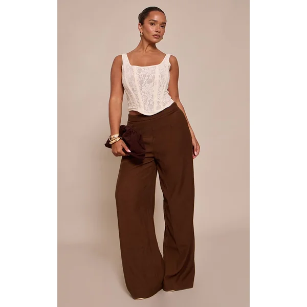 Crème Top Corset Long À Encolure Carrée En Dentelle Shape