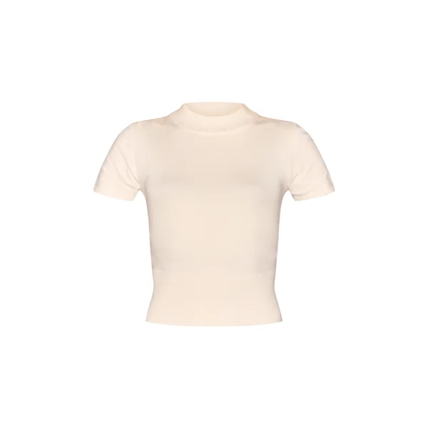 Crème T-shirt Basique En Maille