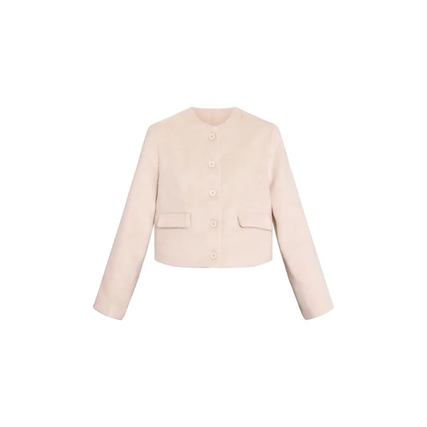 Crème Veste Cintrée En Laine Brossée À Simple Boutonnage