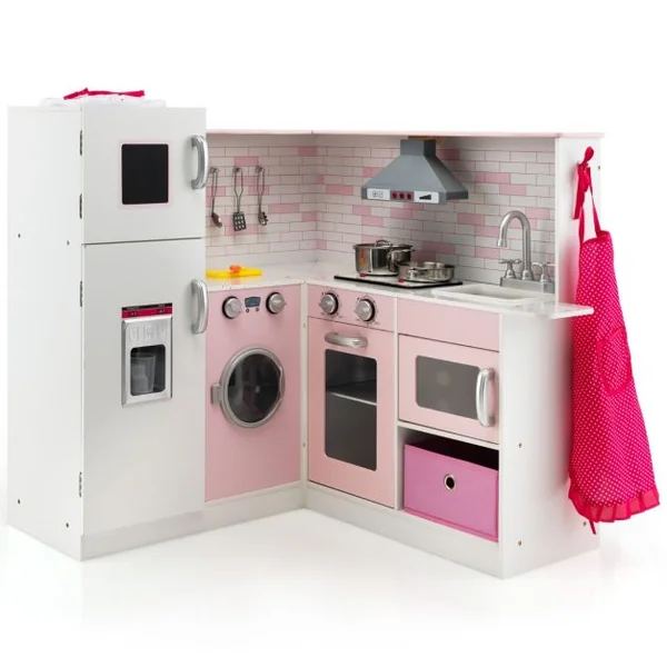 Cuisine Enfant en Bois 85 x 84 x 85 cm Table de Cuisson Électrique Équipement de Cuisine Complet Nombreux Accessoires