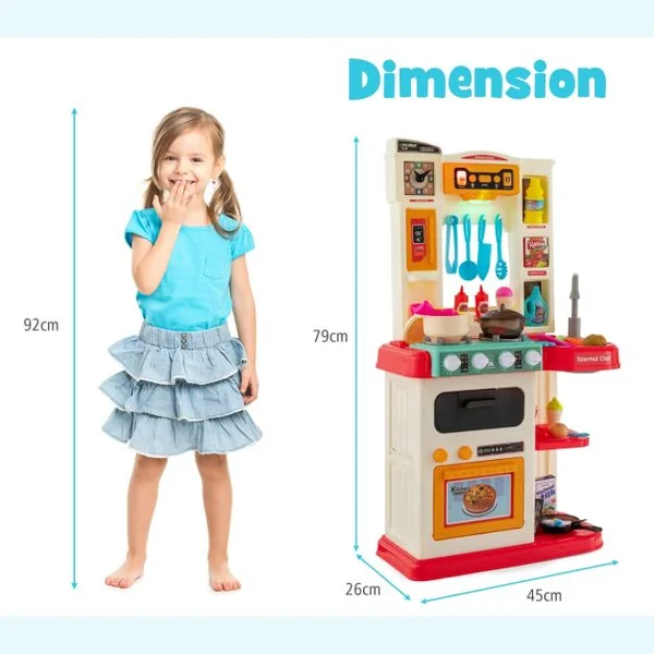 Cuisine Enfants 38 Accessoires Jouet Dînette Lumières et Sons Réalistes Cadeaux de Noël / d'Anniversaire 3 Ans+ Rose