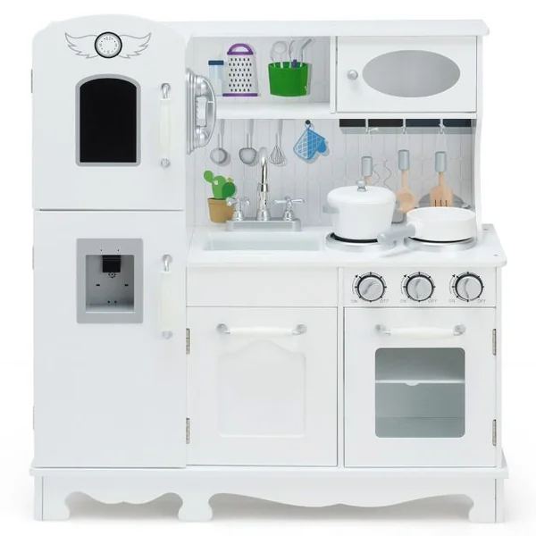 Cuisine Enfants avec Téléphone & Tableau Noir Cuisiniere Enfants avec Lumière & Effet Sonore pour Enfants de 3 Ans+
